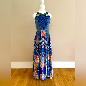 Anthropologie Ranna Gill Boho Print Halter Maxi Dress